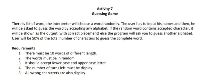  In pydroid programming application in android phone Activity 7 Guessing Game