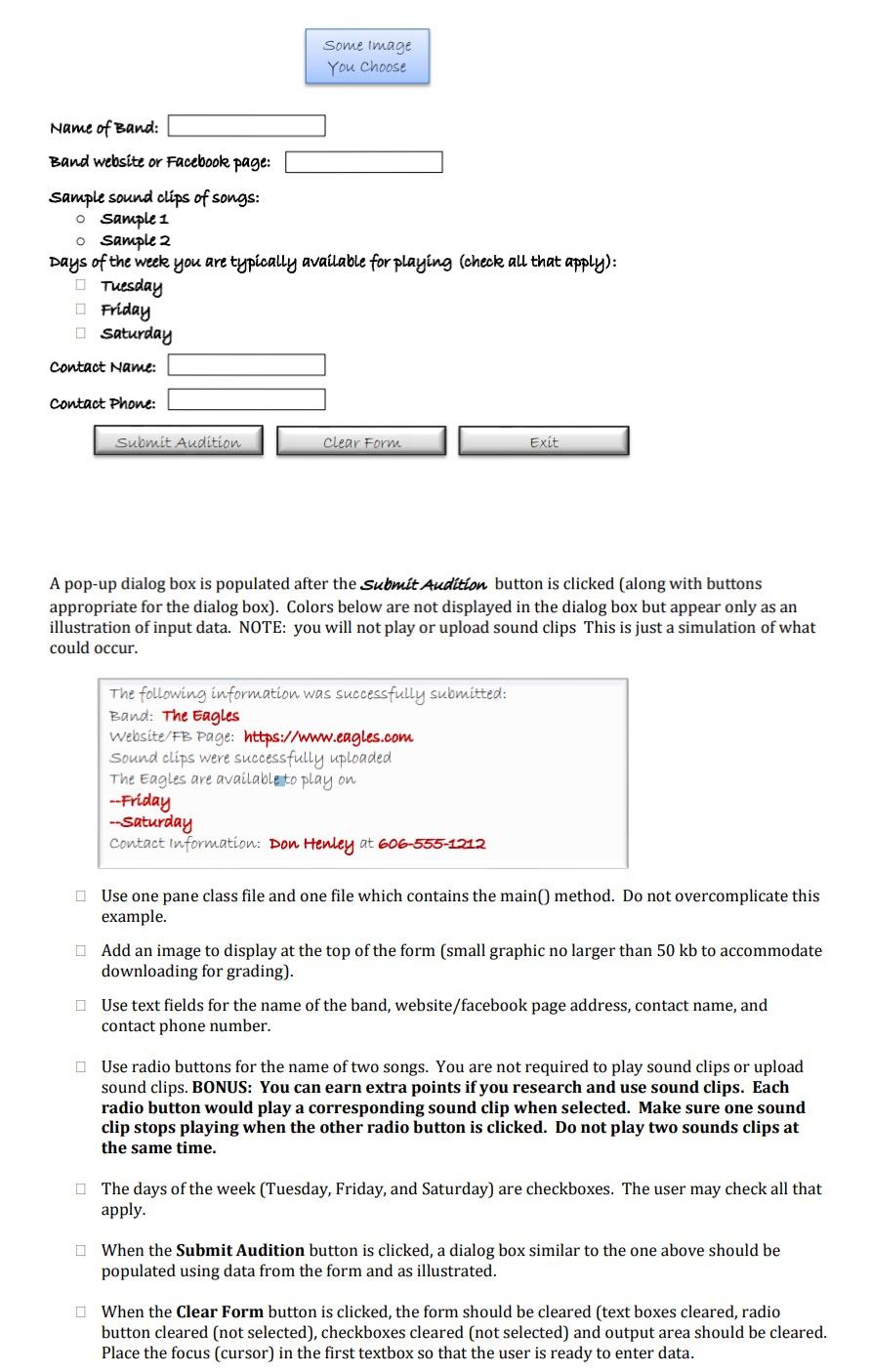  The task is to create this using JavaFX and include a