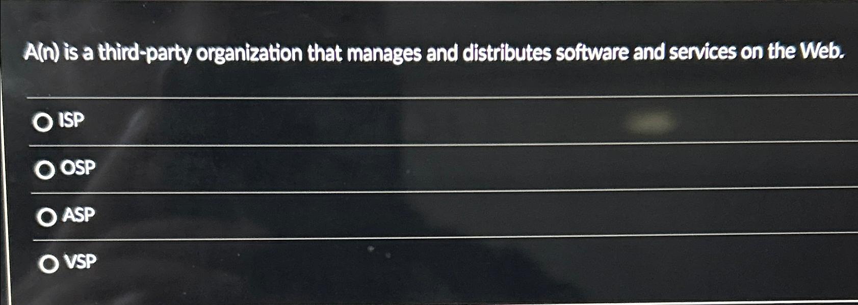  A(n) is a third-party organization that manages and distributes software and