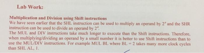  i need write conclusion analysis of each program Lab Work: Multiplication