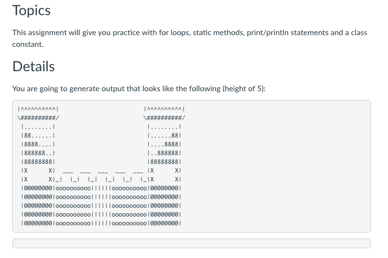 In Java Topics This assignment will give you practice with for loops,