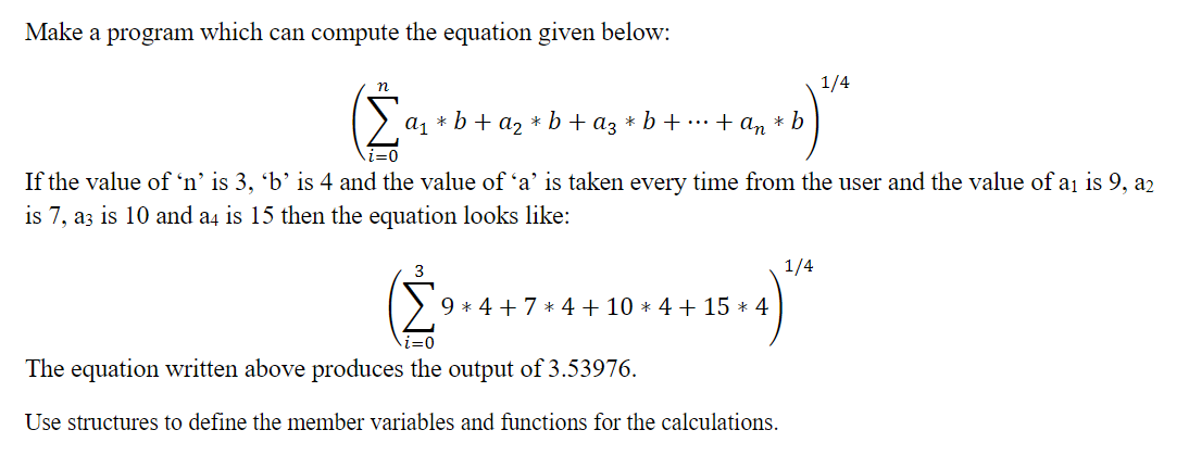 Make a c++ program Make a program which can compute the equation