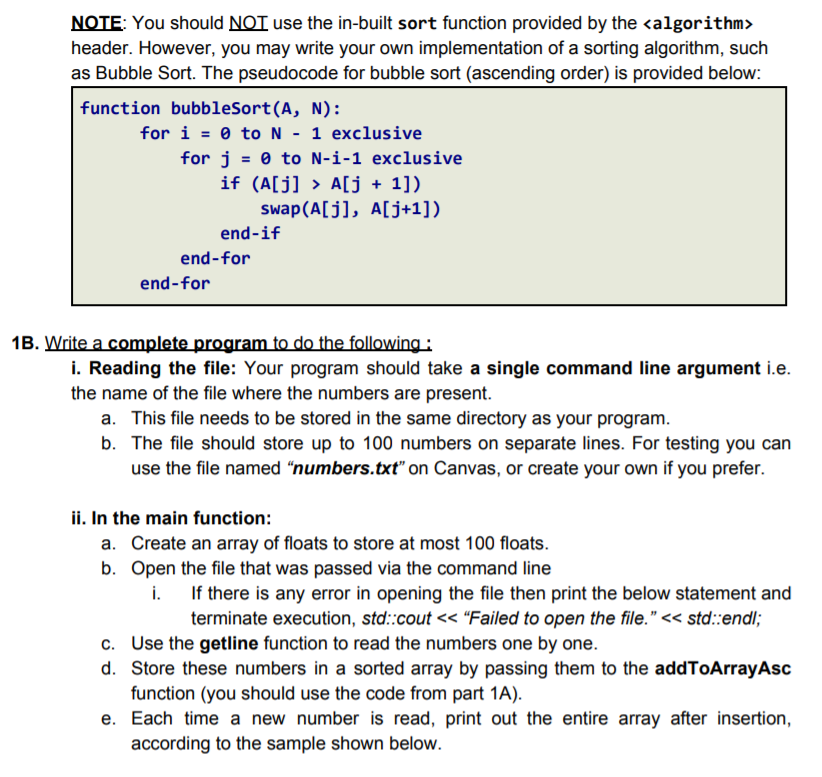 Problem 1 Overview: You will write a program that reads up to