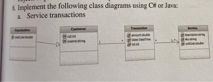  c# only please 8. Implement the following class diagrams using C#