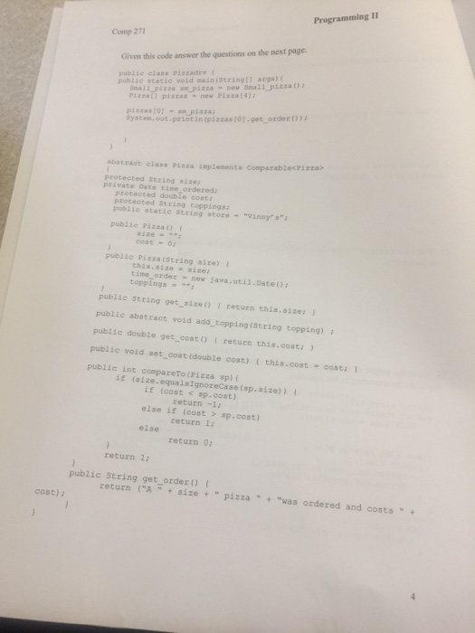  Need help Comp 27 Given this code answer the questions on