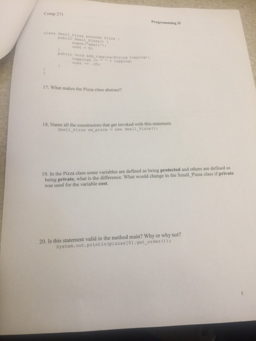 the next page. publie elass Pizzadre I public scatic void main(Stringt1 arga)