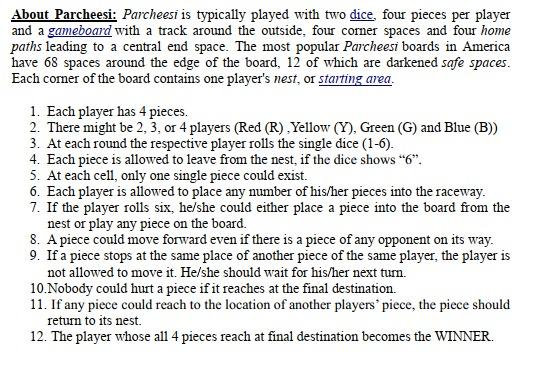  USING C PROGRM Code a game of Ludo between 4 players