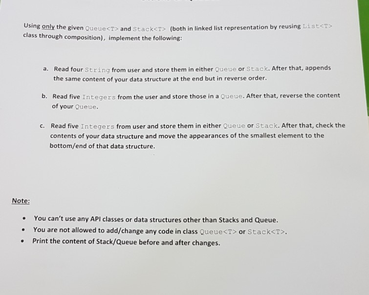  Custom Generic Data Structure (2) Stacks & Queues (in java program