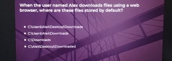  When the user named Alex downloads files using a web browser,