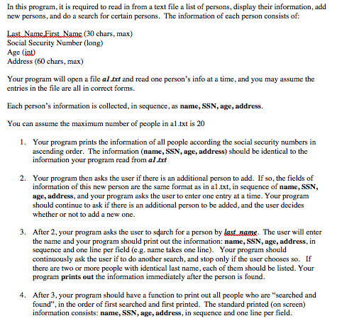  In this program, it is required to read in from a