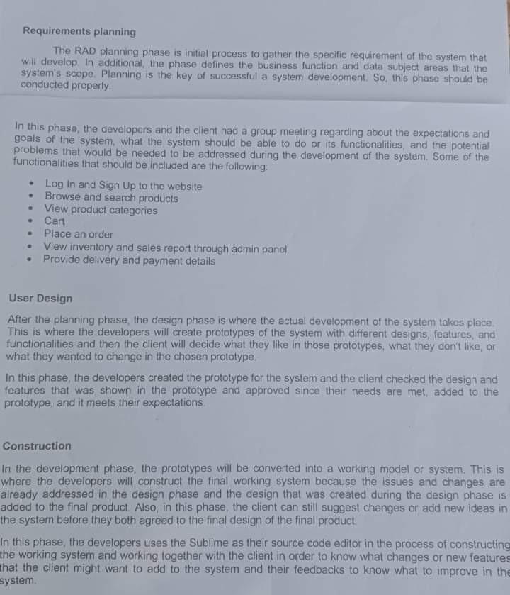 CAN YOU EXPLAIN IT? APPLICATION DESIGN AND DEVELOPMENT Requirements planning The