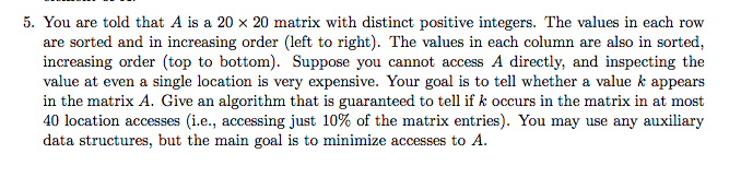 This is for algorithms and data structure course 5. You are told