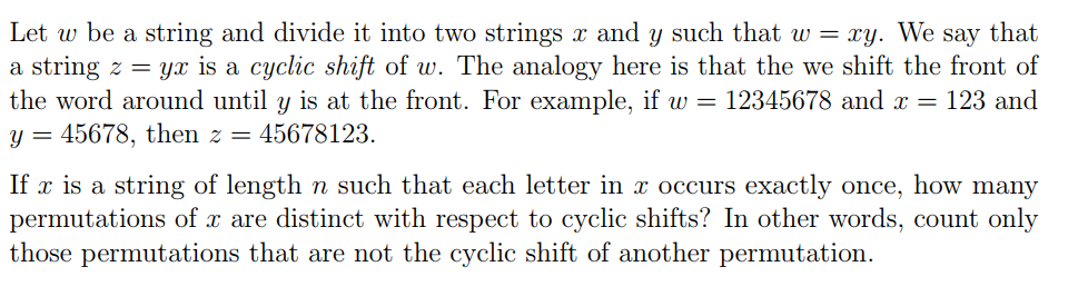 Let w be a string and divide it into two strings