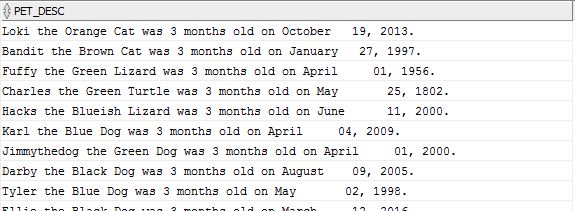 and location of animals that fall into one of the following two