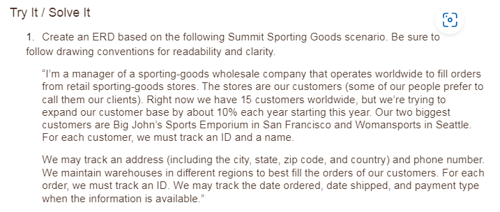  Try It / Solve It Create an ERD based on the