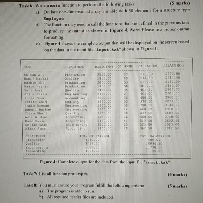a function named readinput (14 marks) a) It receives an array of