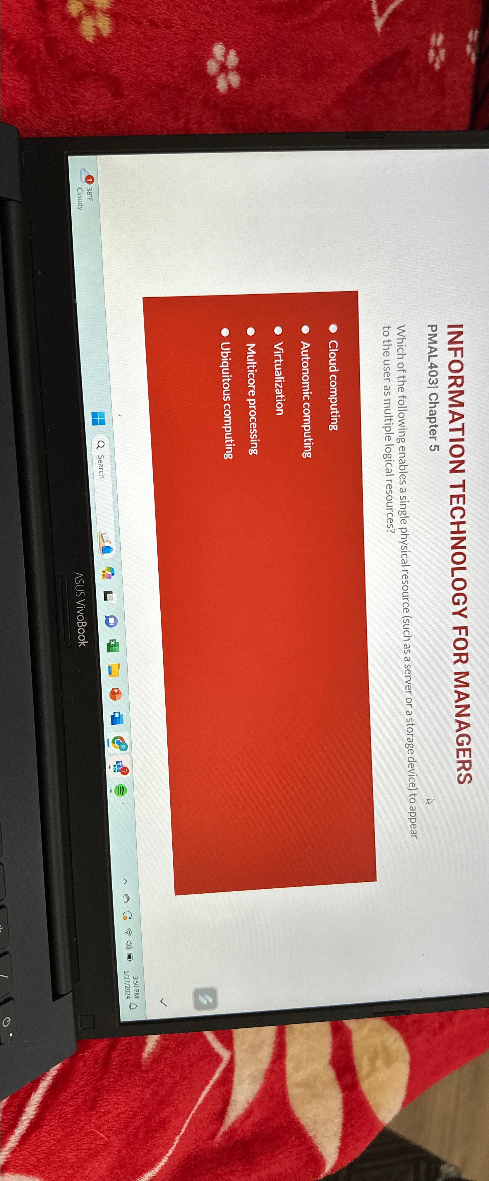  INFORMATION TECHNOLOGY FOR MANAGERS PMAL403| Chapter 5 Which of the following