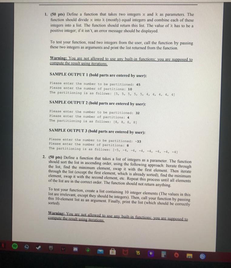 Define a function that takes two integers x and k as parameters.