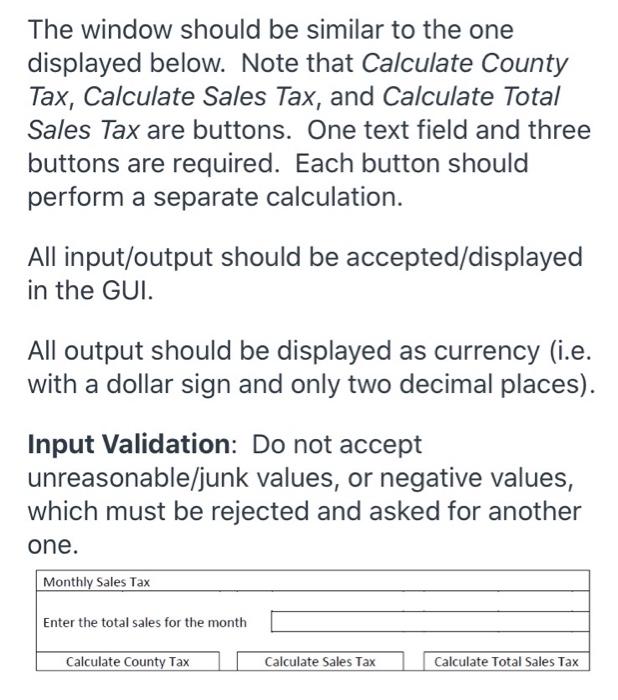 listing the total sales for the month and the amount of state