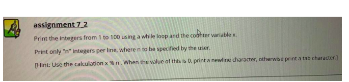 in C language assignment 7_2 Print the integers from 1 to 100