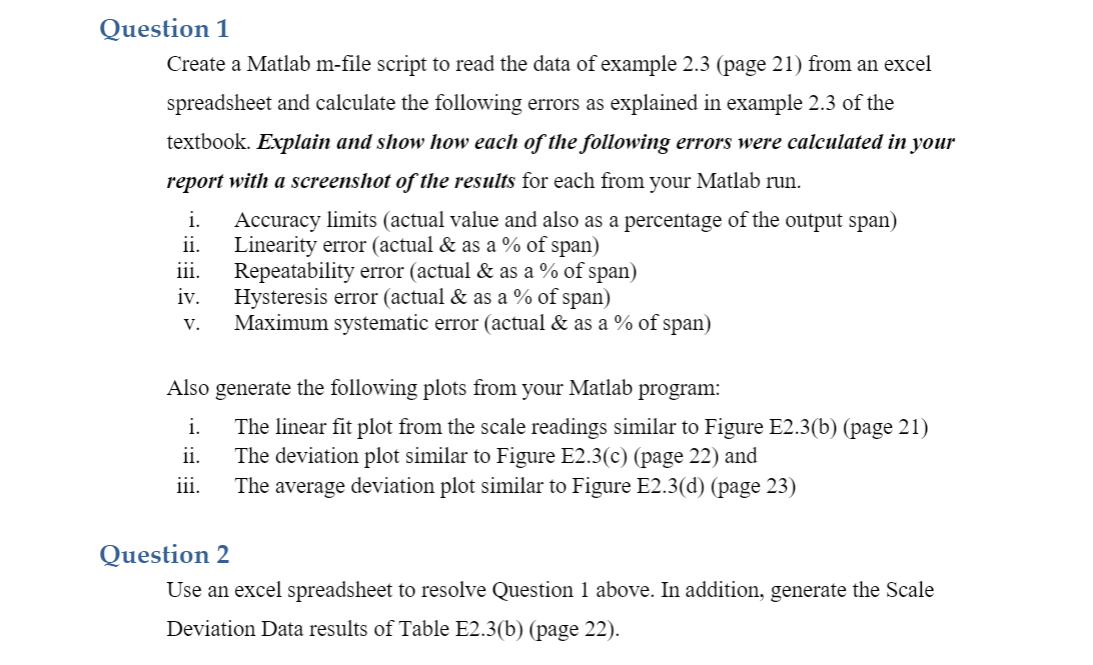  Question 1 Create a Matlab m-file script to read the data