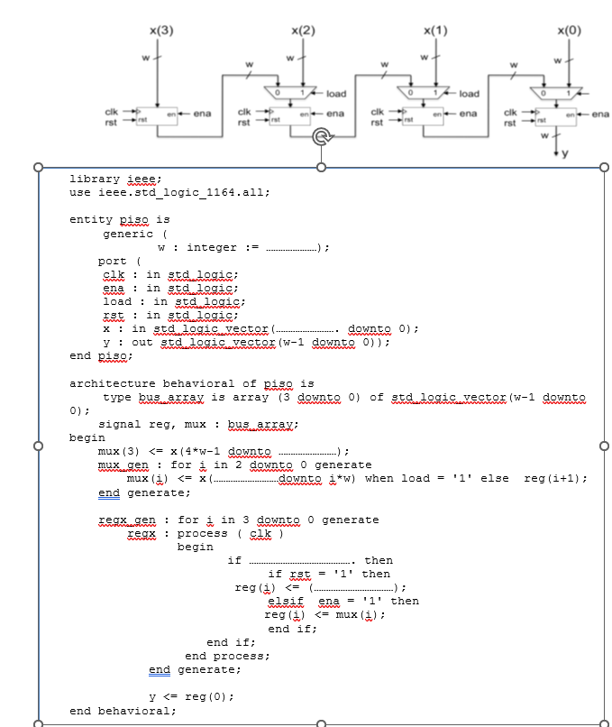 This circuit is called parallel-in-serial-out. Fill in the blanks (dashed lines) in