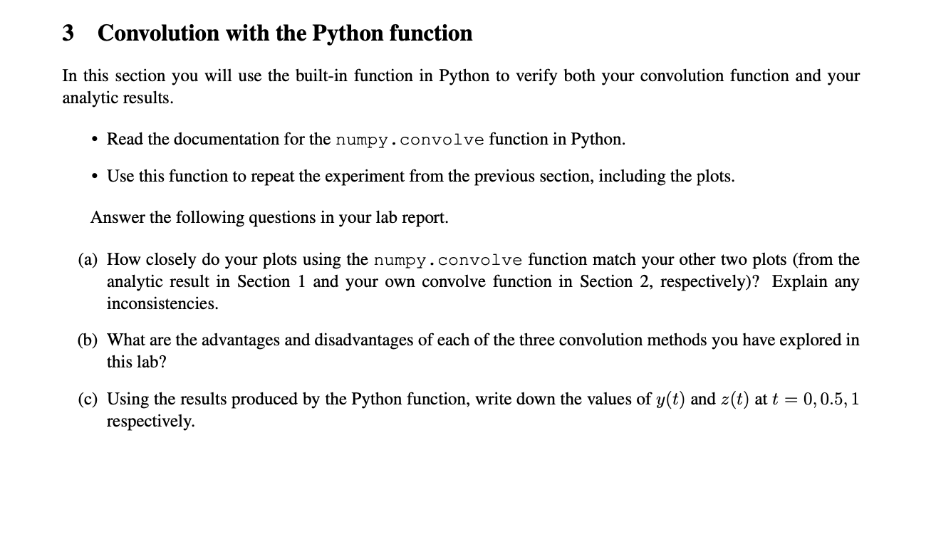  IN python / jupyter notebook 3 Convolution with the Python function
