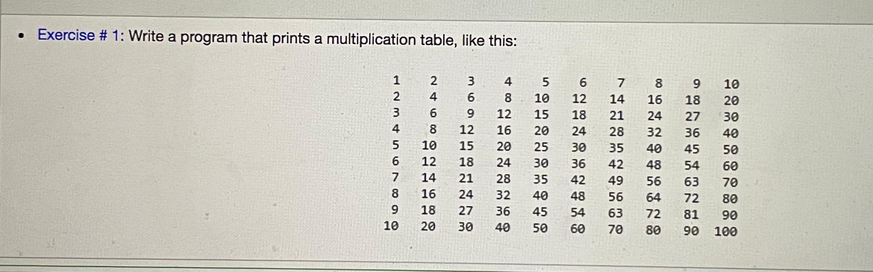 *** Python *** Exercise # 1: Write a program that prints a