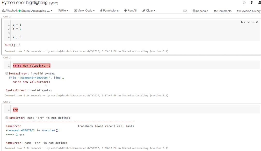 any solution or alternative cmd 2 cmd3 gives error in azure databricks