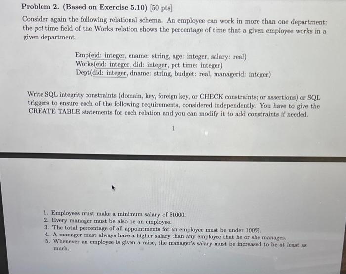 Problem 2. (Based on Exercise 5.10) [50 pts] Consider again the