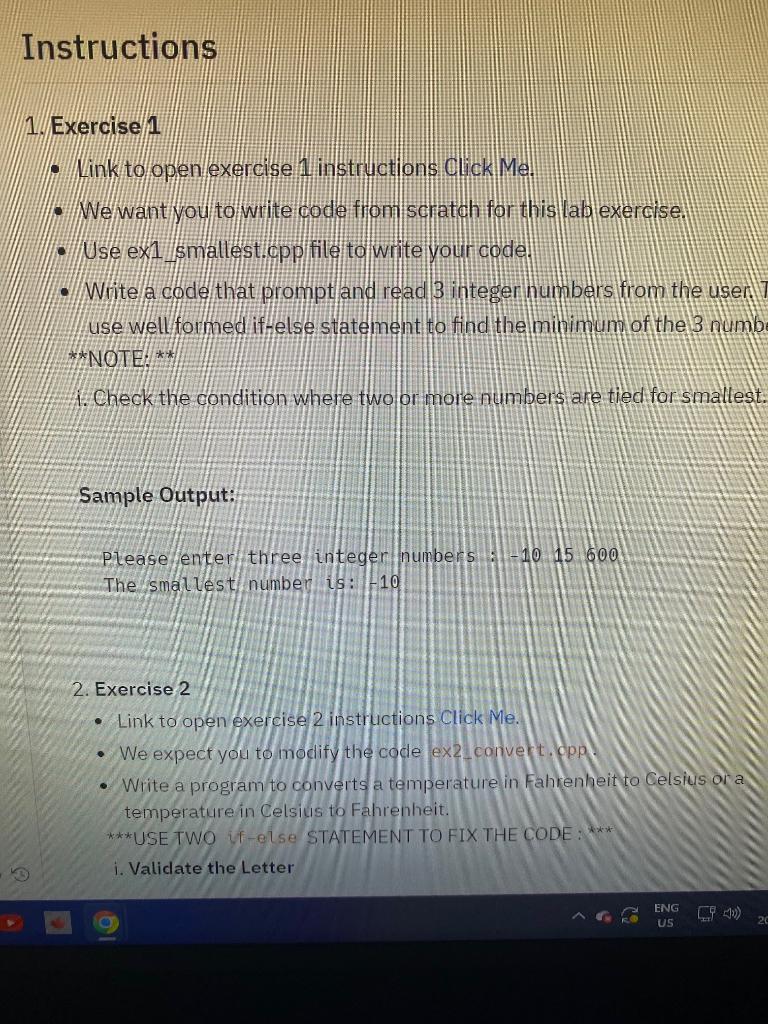 Code in C++ please 1. Exercise 1 Link to open exercise 1