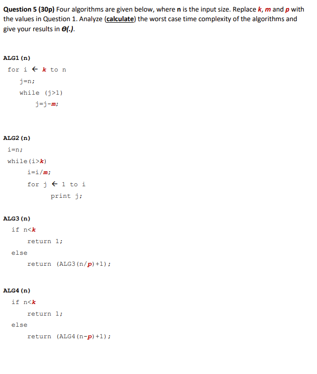  k = 5 m = 4 p = 9 Question 5