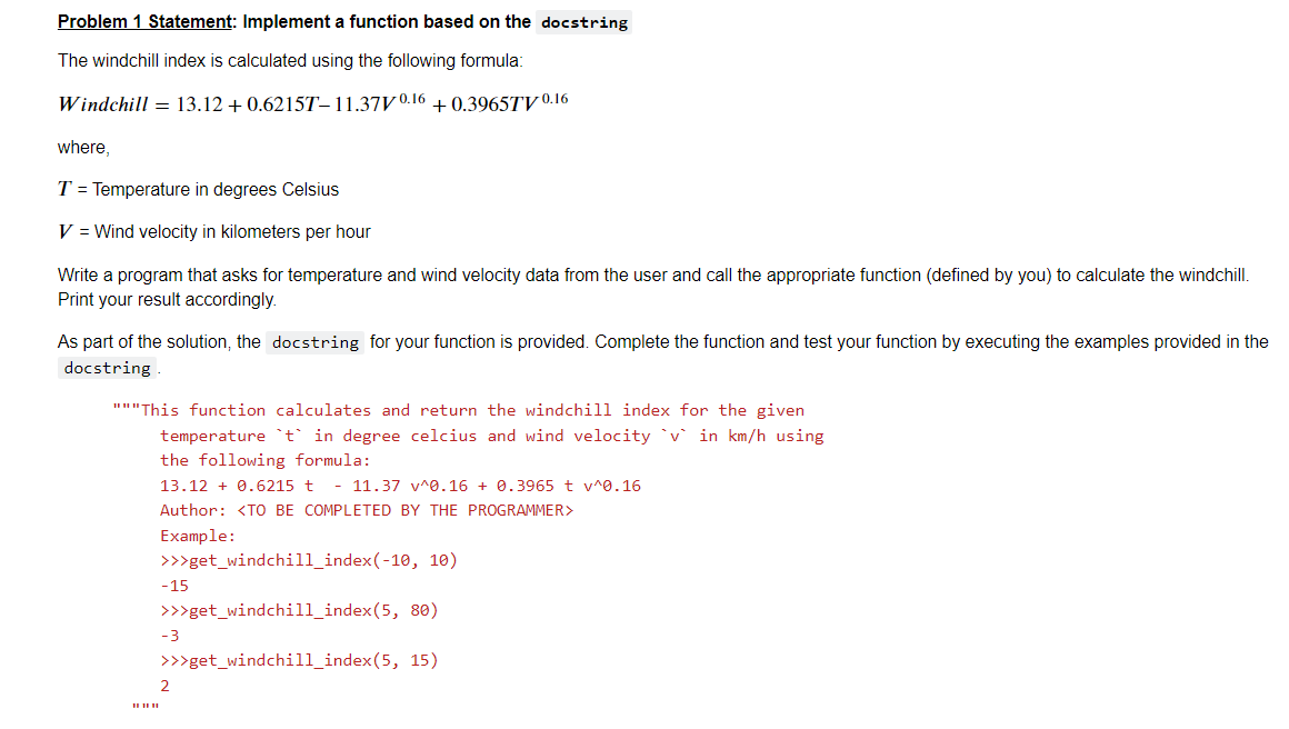 Please answer both questions thank you Problem 1 Statement: Implement a function