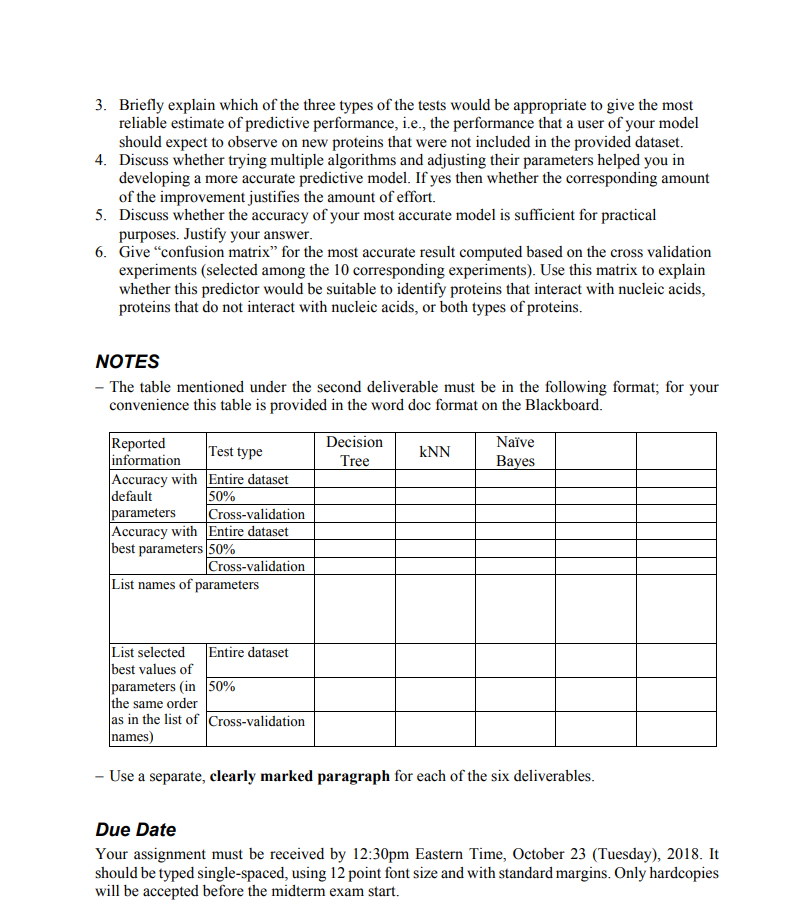 asks you to develop, evaluate and compare models for the prediction of