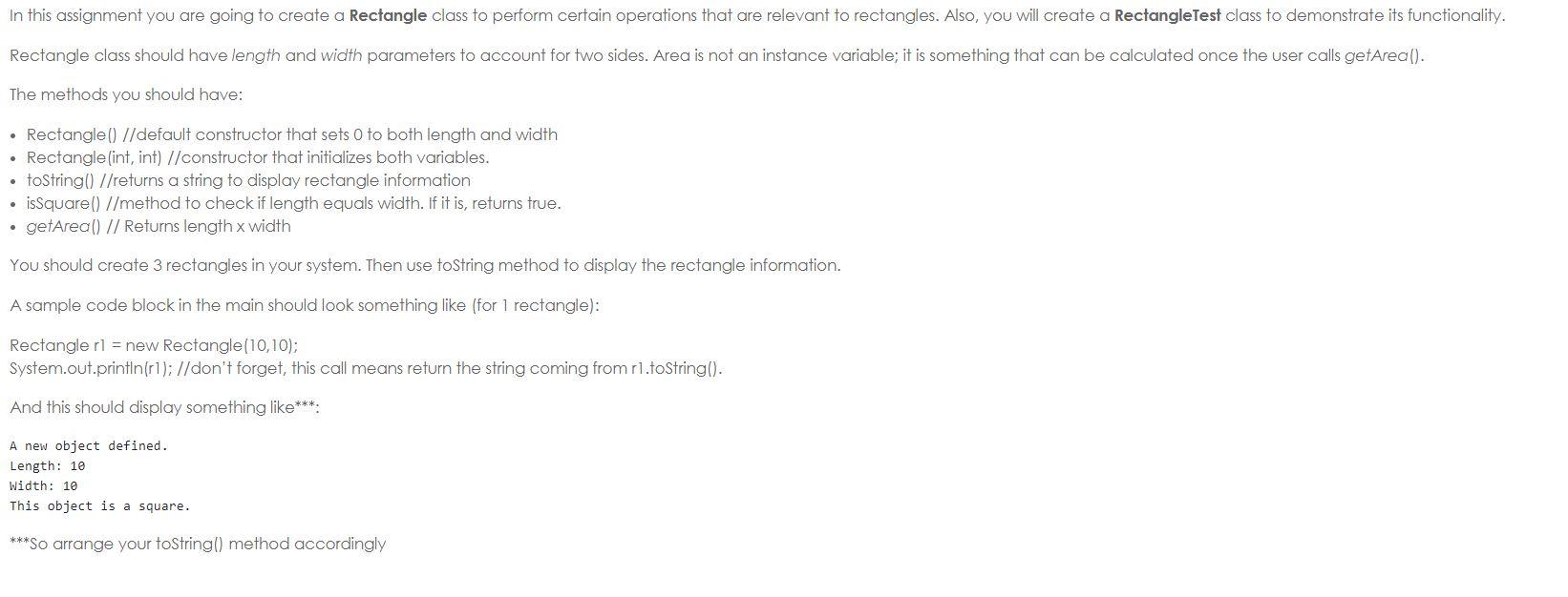 Please write in java, just java please In this assignment you are