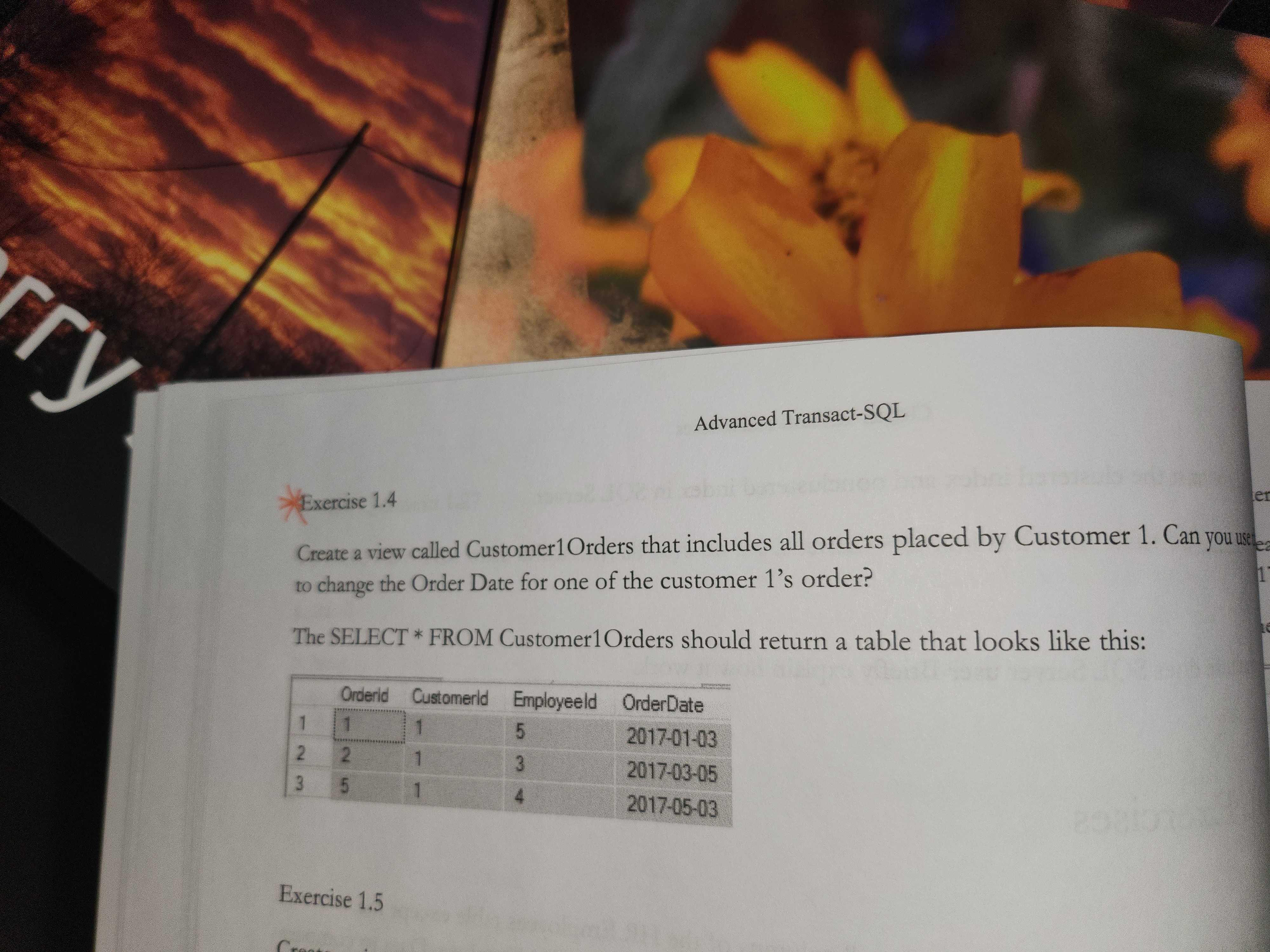  Create a view called Custome1Orders that includes all orders placed by