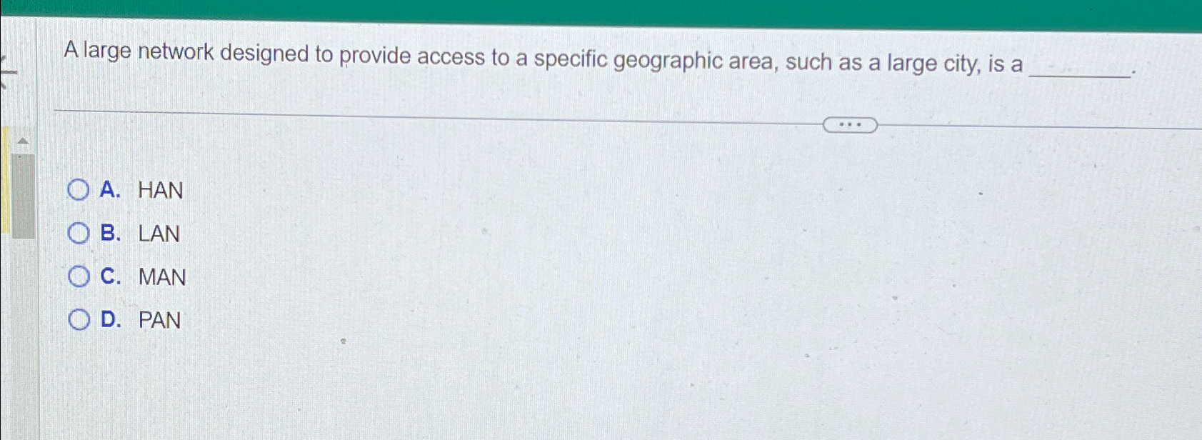 A large network designed to provide access to a specific geographic