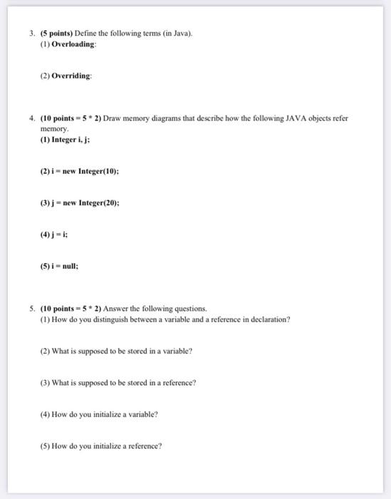  please answer all 3. (5 points) Define the following terms (in