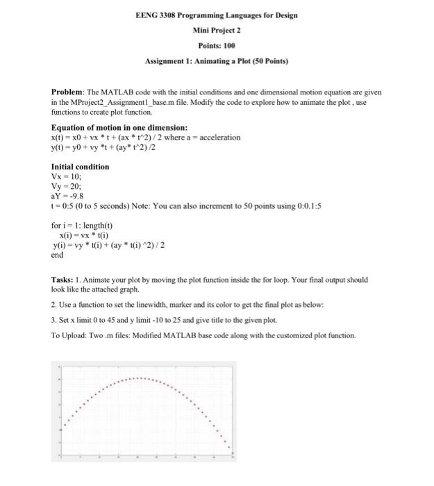  EENG 3308 Programming Languages for Design Mini Project 2 Points: 100