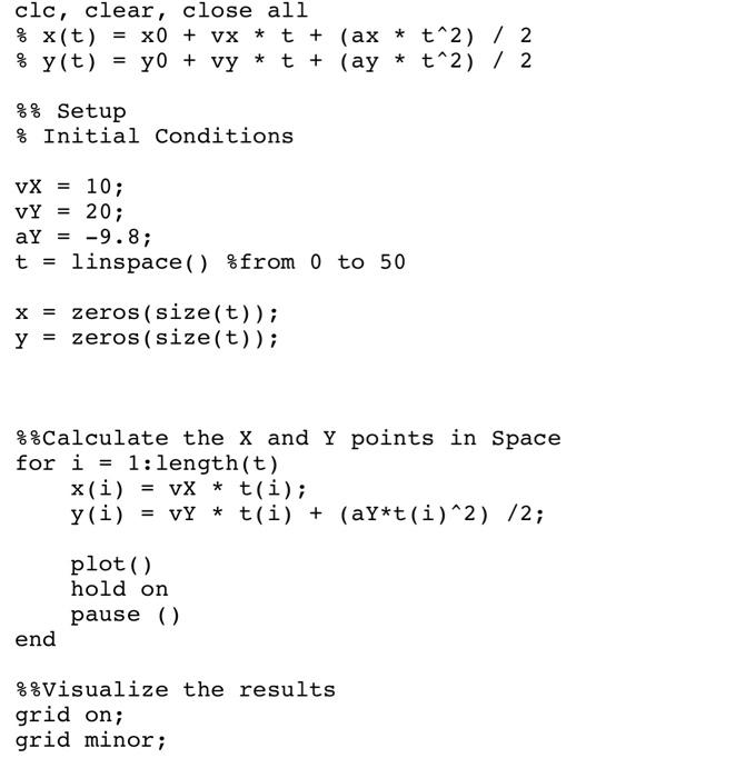 the initial conditions and one dimensional motion equation are given in the