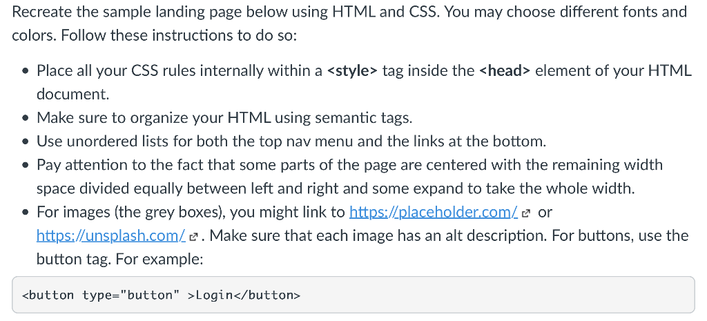 I need help recreating this page with HTML 5 and css. Recreate