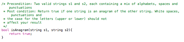  /* Precondition: Two valid strings s1 and s2, each containing a