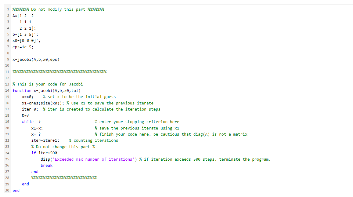 Implement SOR Method and solve problem A Fill in the missing part