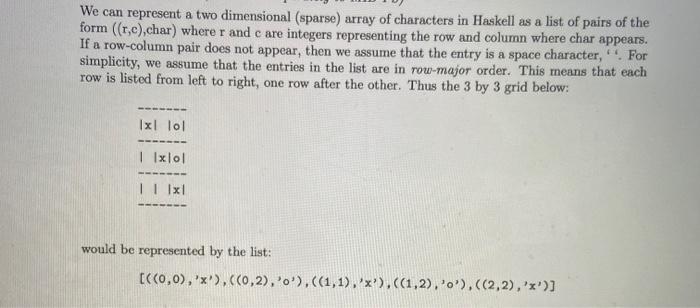  please write code in Haskell and do (c) We can represent