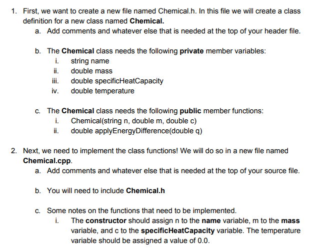 few chemicals #include #include #include "Chemical.h" using namespace std; int main() {