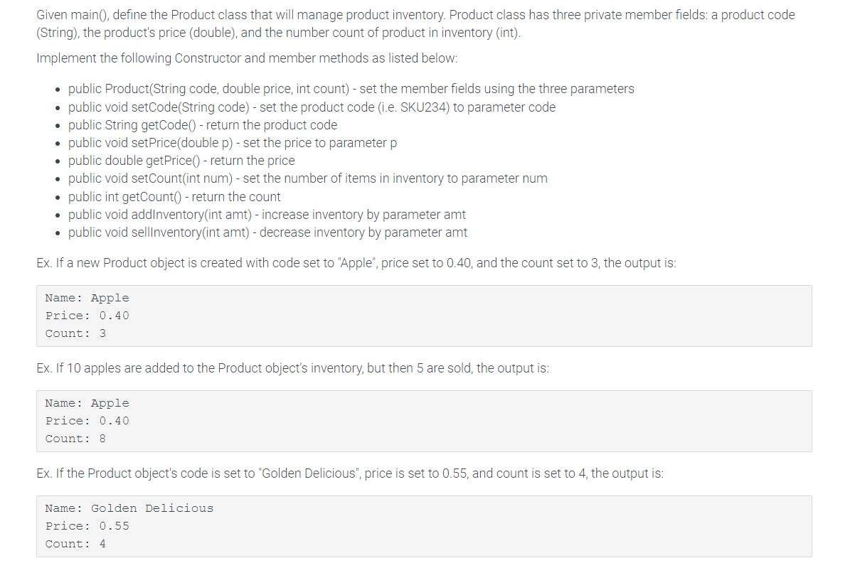 2.27 JAVA CODE TO EDIT: import java.util.Scanner; public class Product { //
