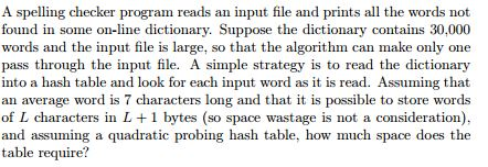  A spelling checker program reads an input file and prints all