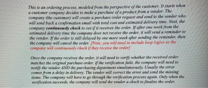 Create a EPC model: This is an ordering process, modeled from the