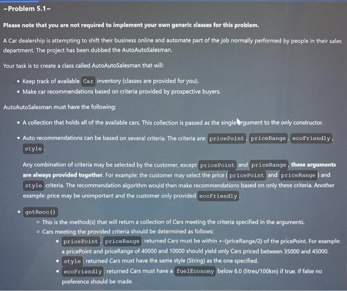 please help with java ~Problem 5.1~ Please note that you are not