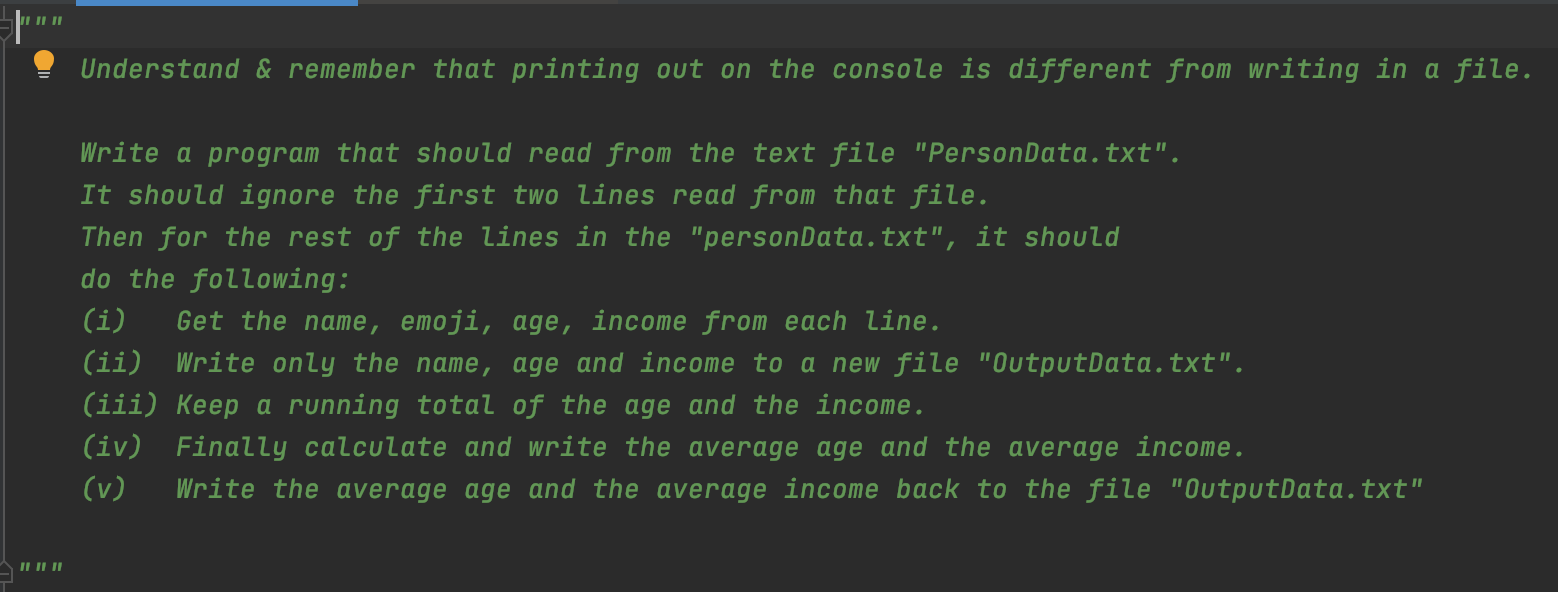 any help with this python program Below is the person data Understand